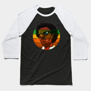 Smooth Afro Dude Vintage Illustration Baseball T-Shirt